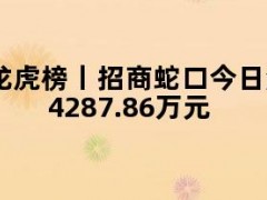 05月10日快讯：龙虎榜丨招商蛇口今日涨停，机构合计净买入4287.86万元